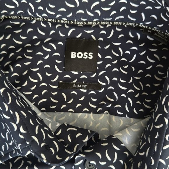 BOSS Roan Kent Men s Medium Navy and White Button Down - Picture 2 of 6